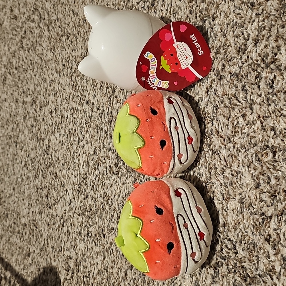 Squishmallow 4" Scarlet Strawberry Plush Bundle Of 2